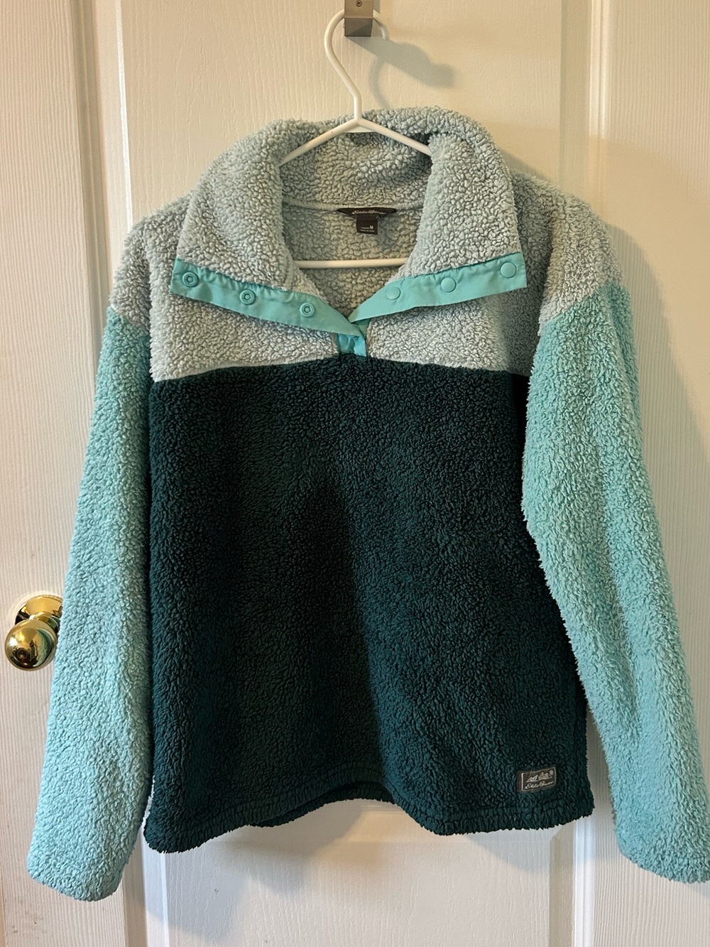 Eddie Bauer Kids Colorblock Sherpa Pullover - Light Aqua, Teal & Deep Teal